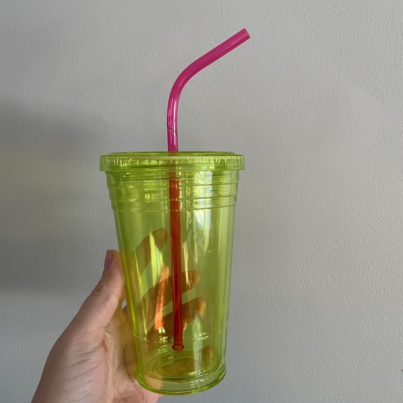 Set of 2 Colorfully Iridescent Travel Cups with Straws - Picture 3 of 3